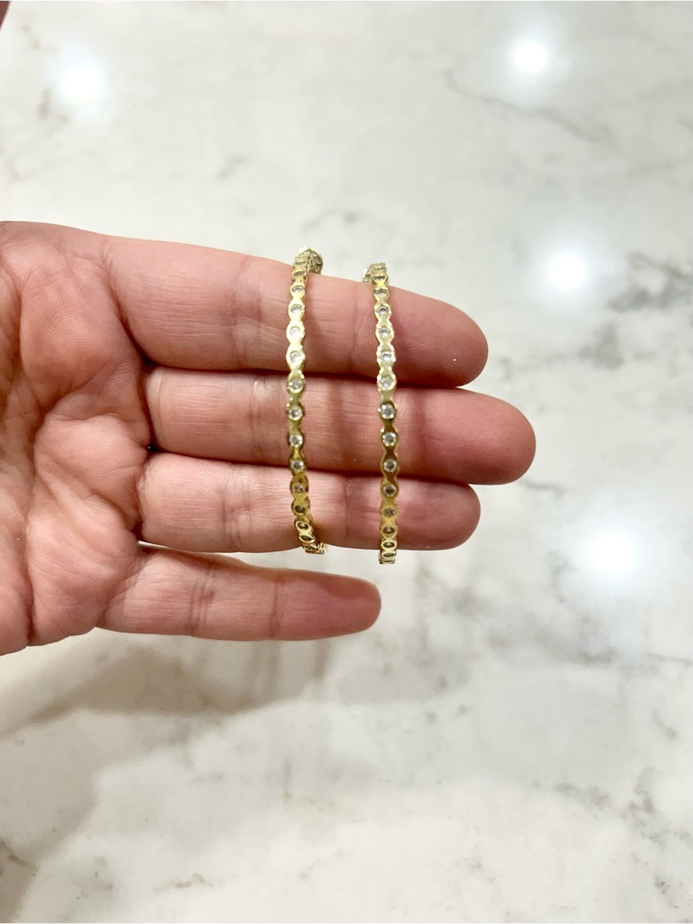 Melinda Maria Gold Crystal Dot Hoop Earrings